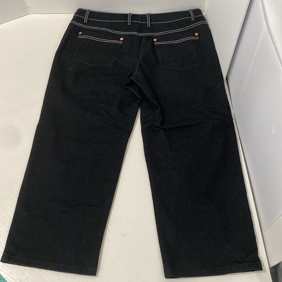 St. John Sport Black Denim Capri Pants With White Stitching 4 Pocket Size 12 - Picture 4 of 12